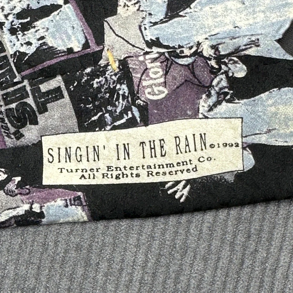 Vintage 1992 Singin in the Rain Silk Tie American Film Classic Movie Promo Black